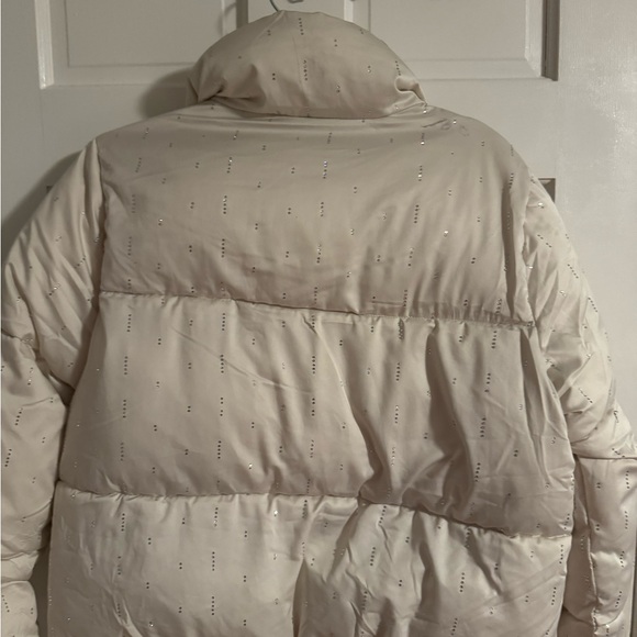 CeCe Women's Light Beige Quilted Puffer Jacket with Rhinestones - Picture 5 of 5